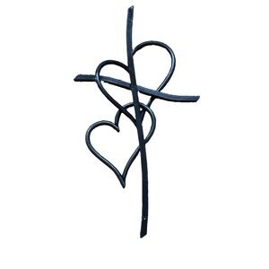 Iron Chinchilla Walk In Love Wall Cross Carbon Steel 16L" x 9W" Religious Decor